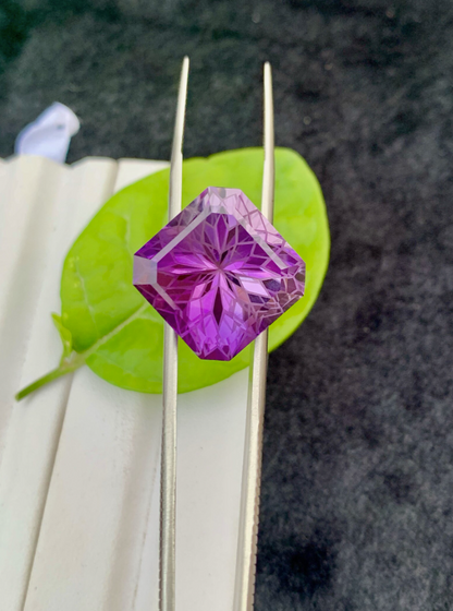 28.90ct Deep Purple Amethyst Pair – Natural Asscher Cut Certified Gemstones