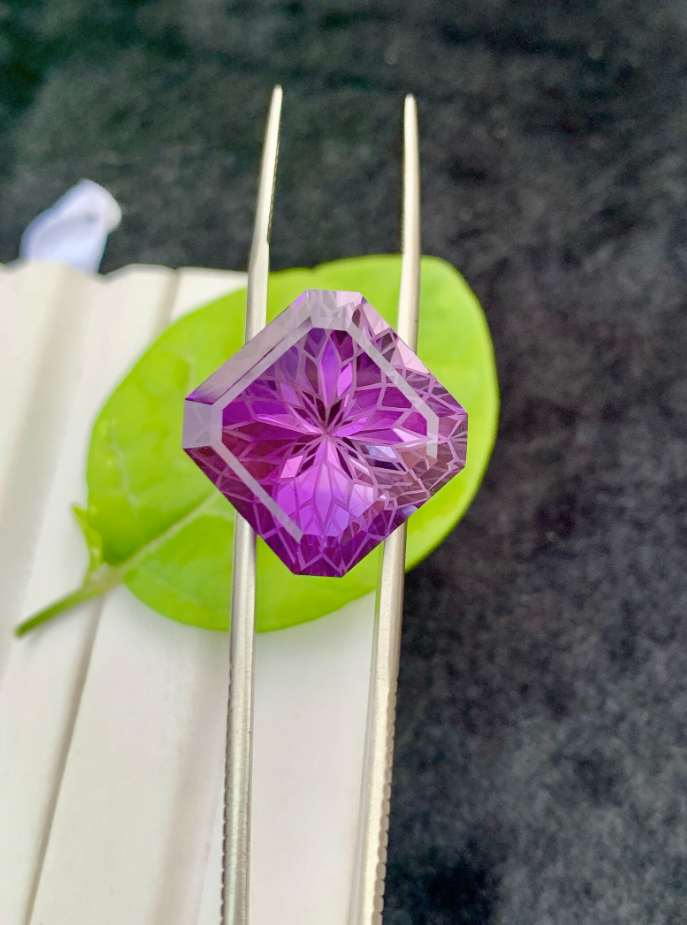 28.90ct Deep Purple Amethyst Pair – Natural Asscher Cut Certified Gemstones