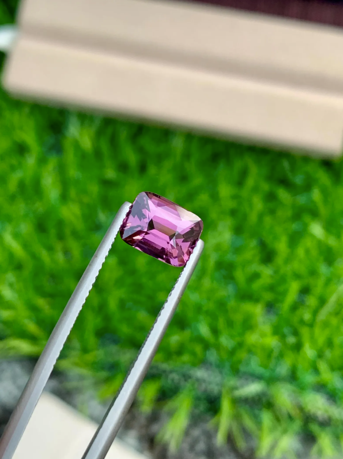 2.55ct Purplish Pink Spinel – Natural Cushion Cut Gemstone from Tanzania