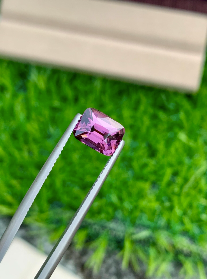 2.55ct Purplish Pink Spinel – Natural Cushion Cut Gemstone from Tanzania