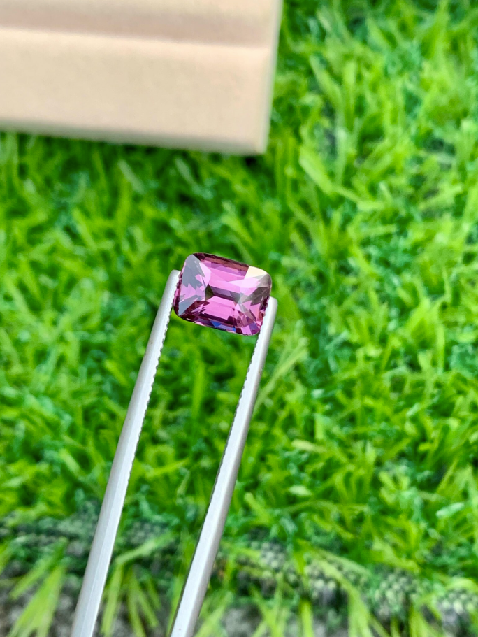 2.55ct Purplish Pink Spinel – Natural Cushion Cut Gemstone from Tanzania