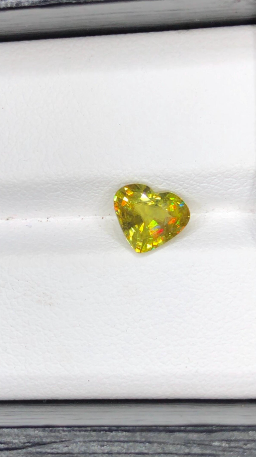 1.40ct Heart-Shaped Fire Sphene – Rare Natural Titanite Gemstone from Zagi Mine, Pakistan