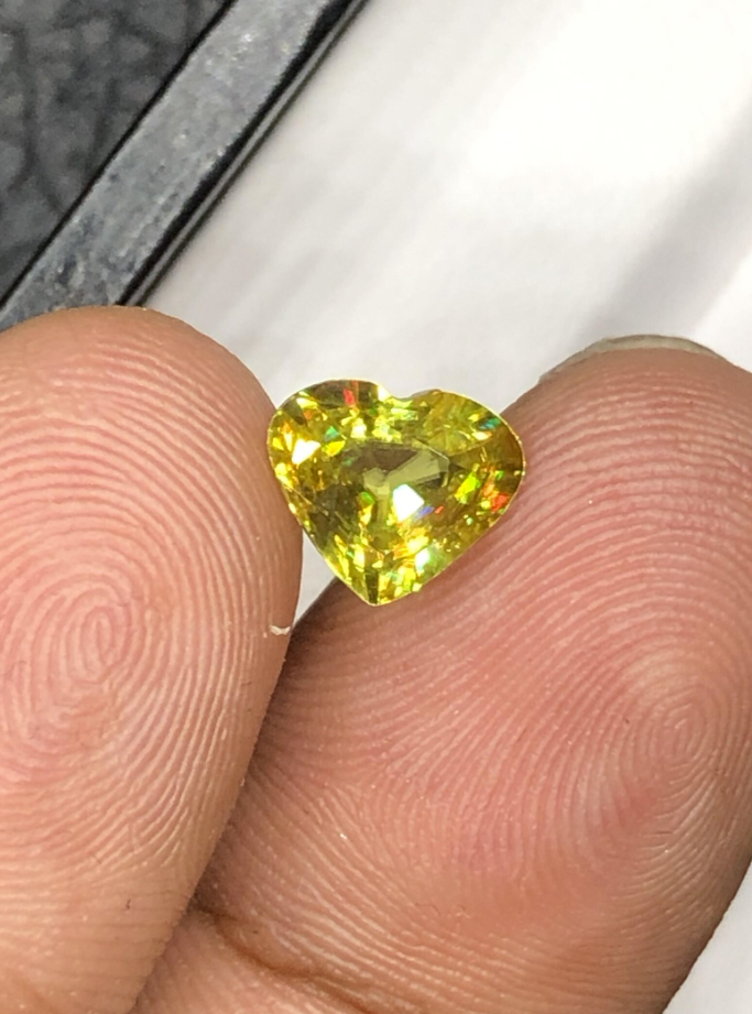 1.40ct Heart-Shaped Fire Sphene – Rare Natural Titanite Gemstone from Zagi Mine, Pakistan