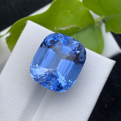 Aquamarine Loose Gemstone, Santa Maria Blue Color, Faceted Cushion Cut, Beryl