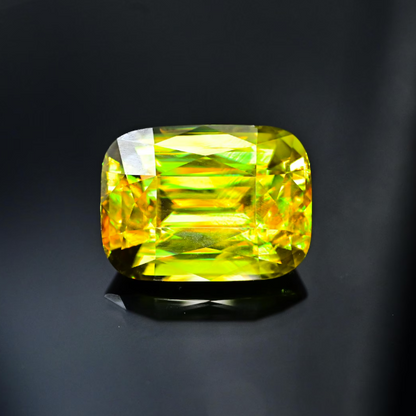 Natural Sphene Gemstone, Cushion Cut Ring