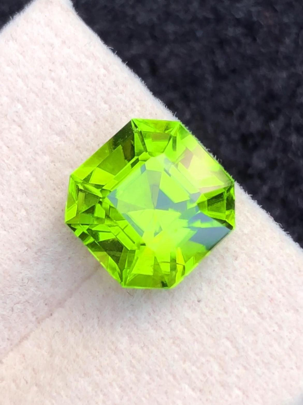 Green Peridot 4.60ct Asscher Cut Supat Valley Pakistan