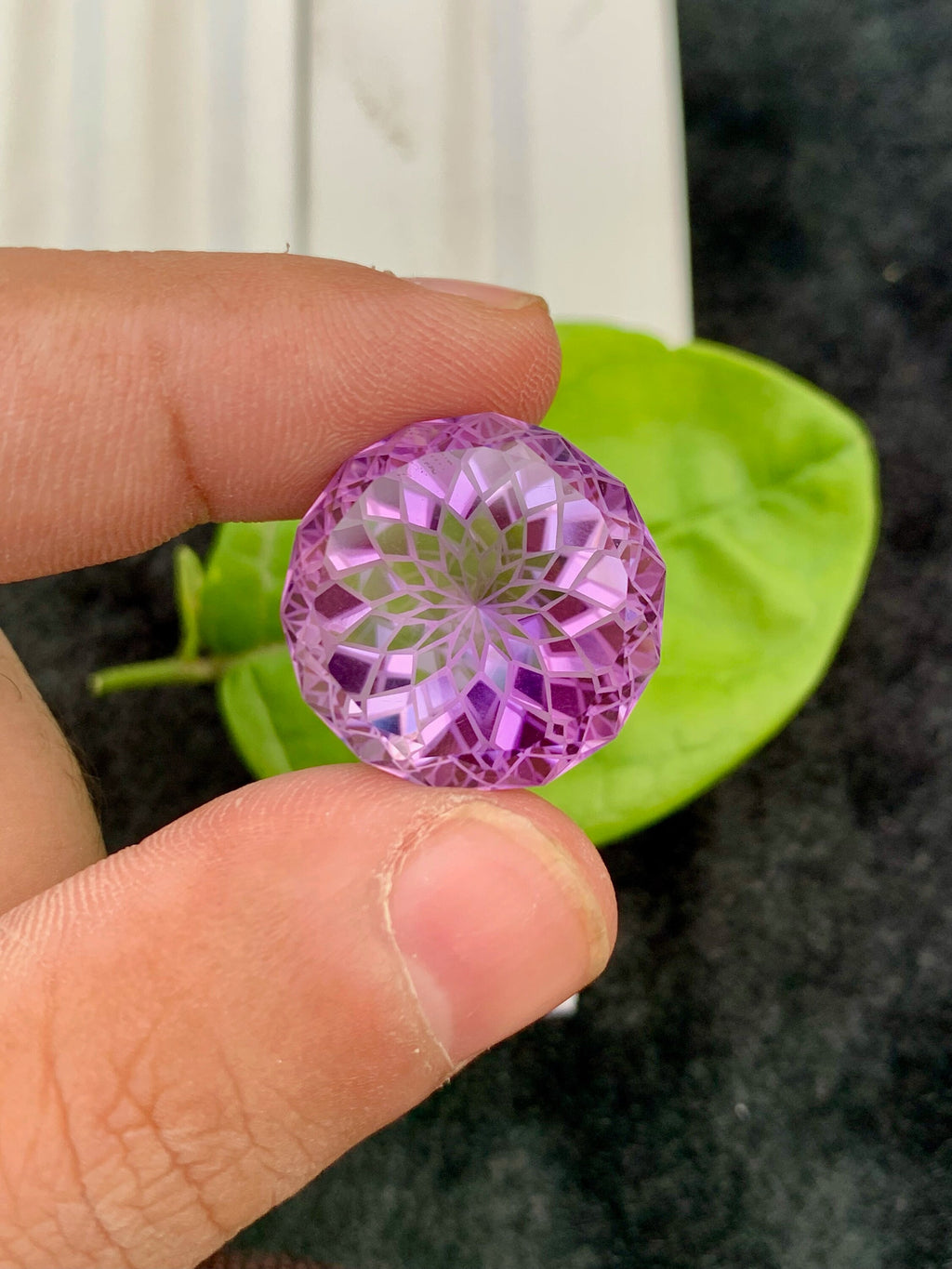 Purple Pink Amethyst Gemstone: Precision Flower Cut, Loupe Clean (29.10 CT)