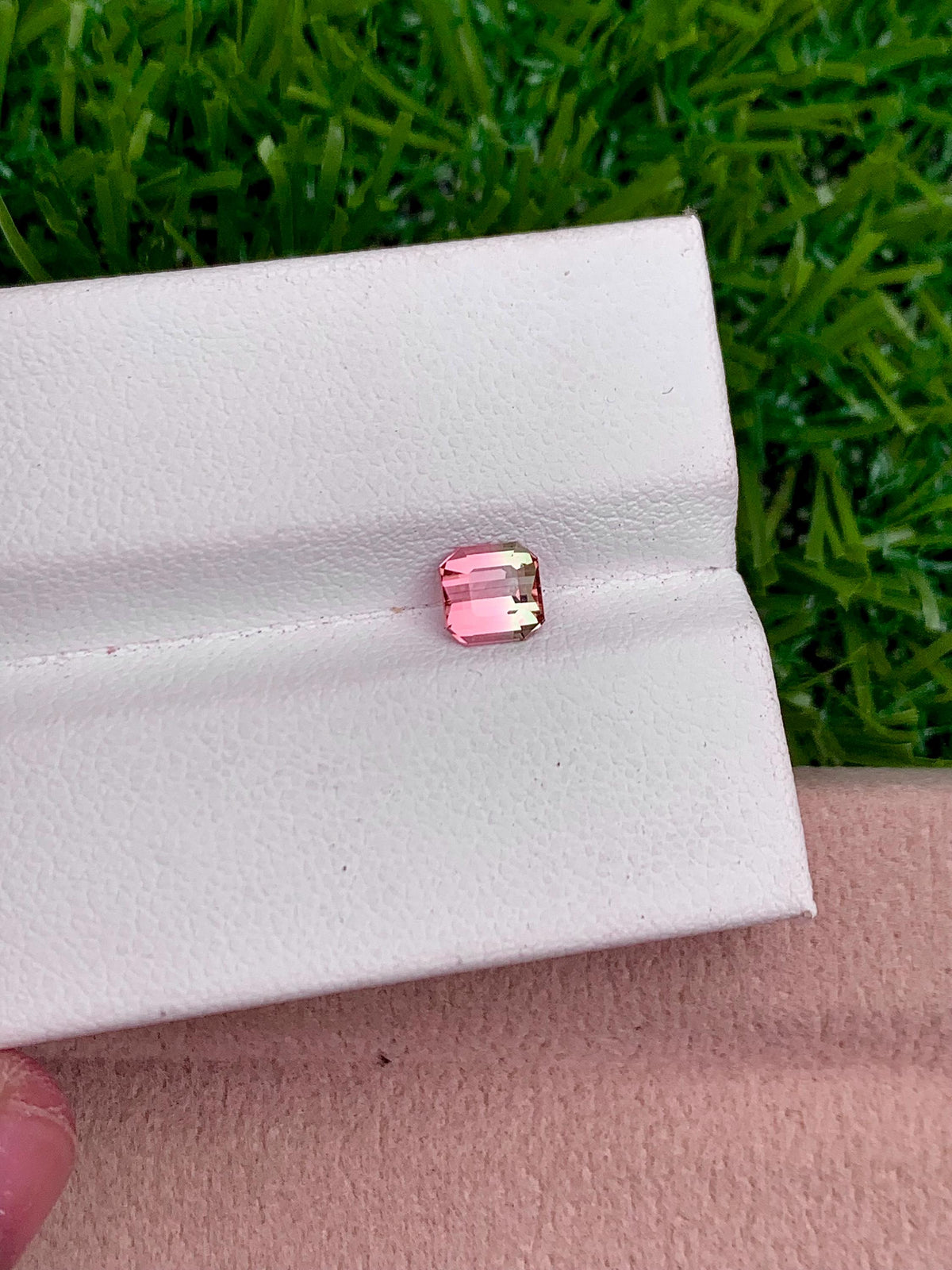 Bi-Color Tourmaline Gemstone: 0.75 CT Faceted Emerald Cut Stone
