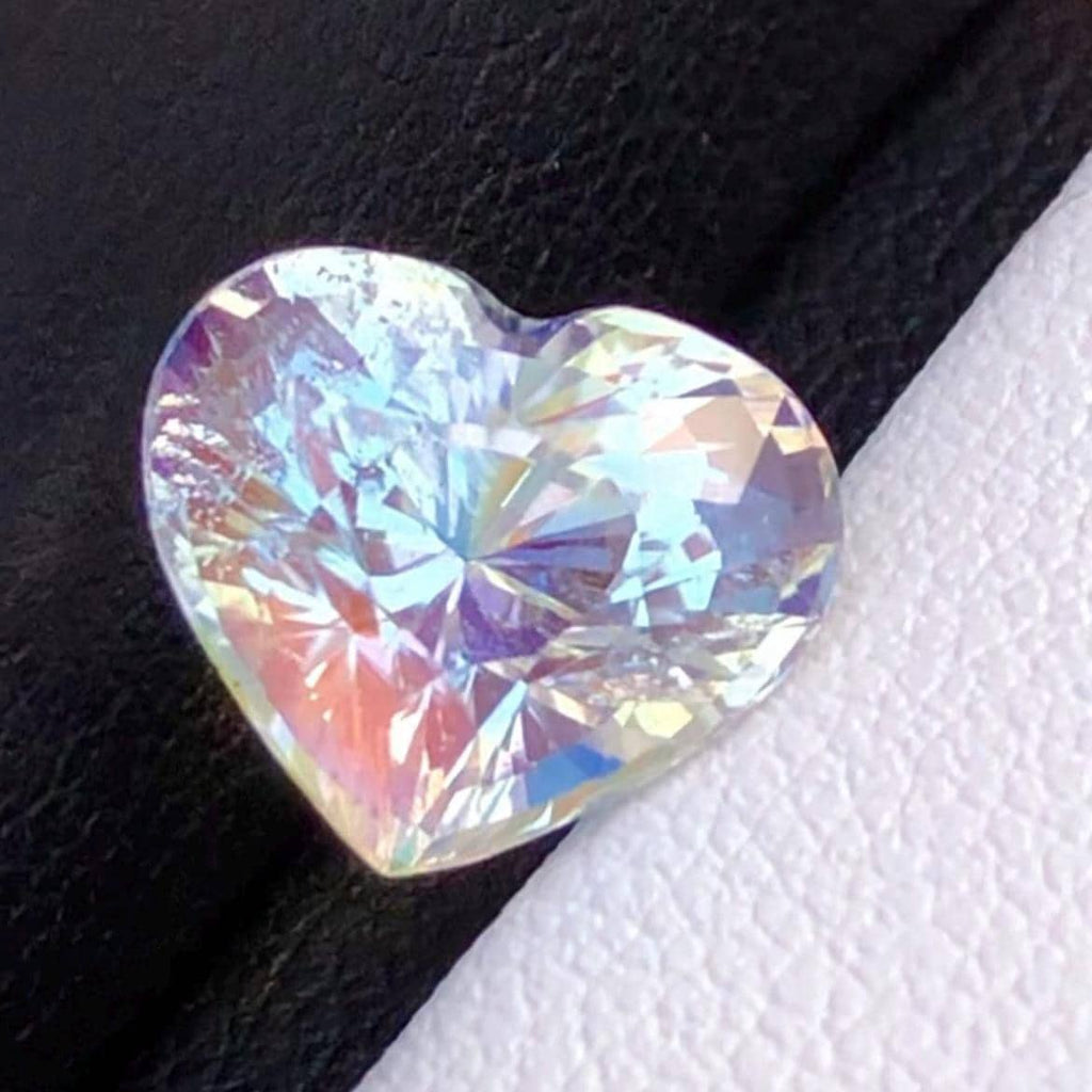 Rainbow Moonstone 3.65 Carat Heart Cut 10x8mm Gemstone from Madagascar