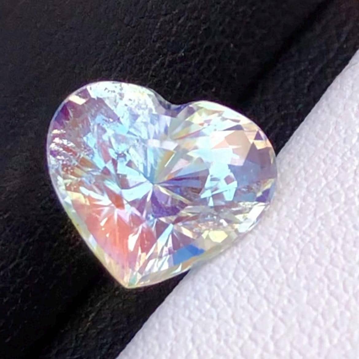 Rainbow Moonstone 3.65 Carat Heart Cut 10x8mm Gemstone from Madagascar