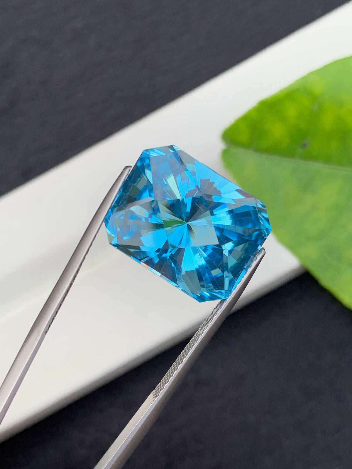Swiss Blue Topaz Gemstone: 19 CT Emerald Cut, December Birthstone