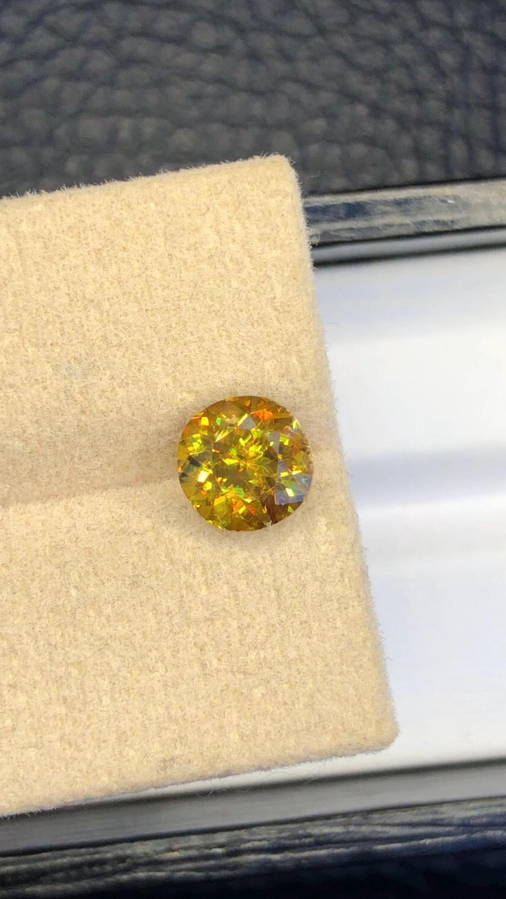 Natural Fire Sphene Gemstone: Round Cut, 1.80 CT, Pakistan Origin