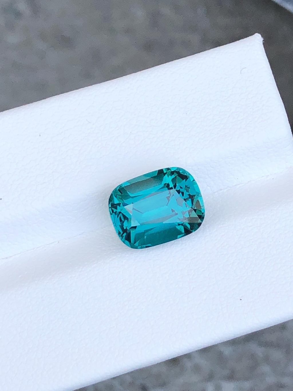 Gem Quality Lagoon Blue Tourmaline Gemstone: Cushion Cut October Birthstone, 5.20 CT