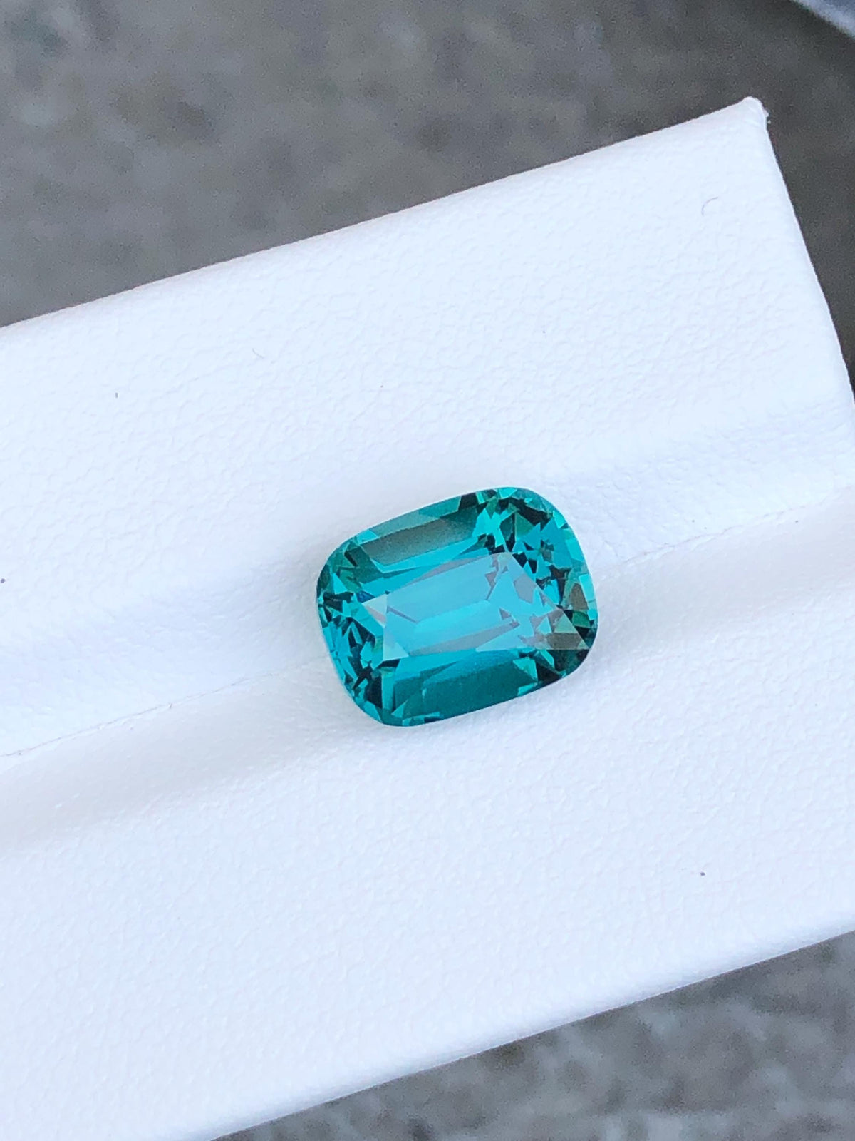 Gem Quality Lagoon Blue Tourmaline Gemstone: Cushion Cut October Birthstone, 5.20 CT