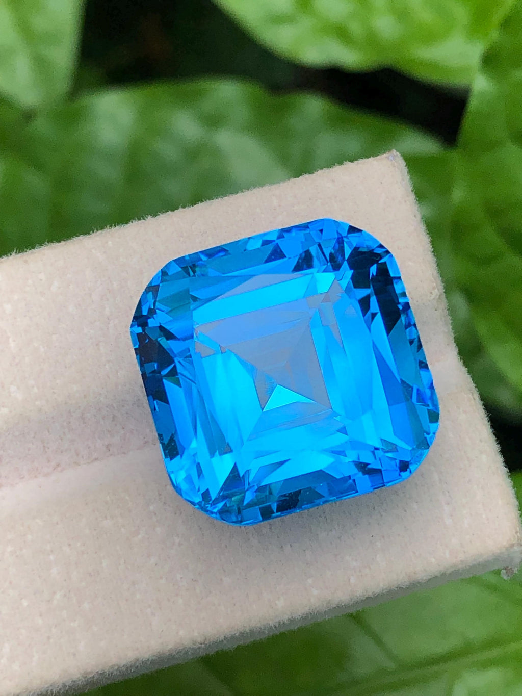 Electric Blue Topaz 53.25 Carat Cushion Cut Gemstone from Skardu, Pakistan – 20x19x16mm