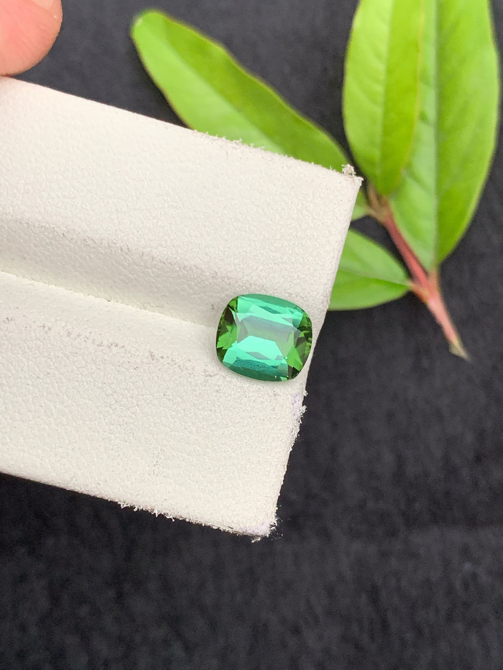 Cushion Cut Bluish Green Tourmaline Gemstone - 1.45 Carat