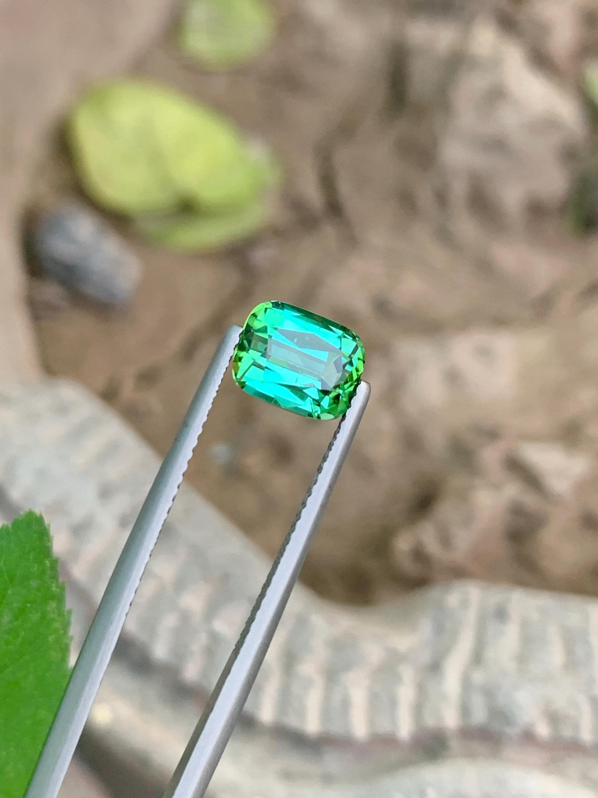 Natural Bluish Green Tourmaline Gemstone: Cushion Cut, 2.60 CT
