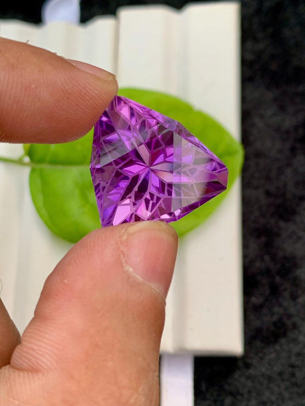 Purple Amethyst Gemstone: 29.55 CT Triangular Faceted February Birthstone