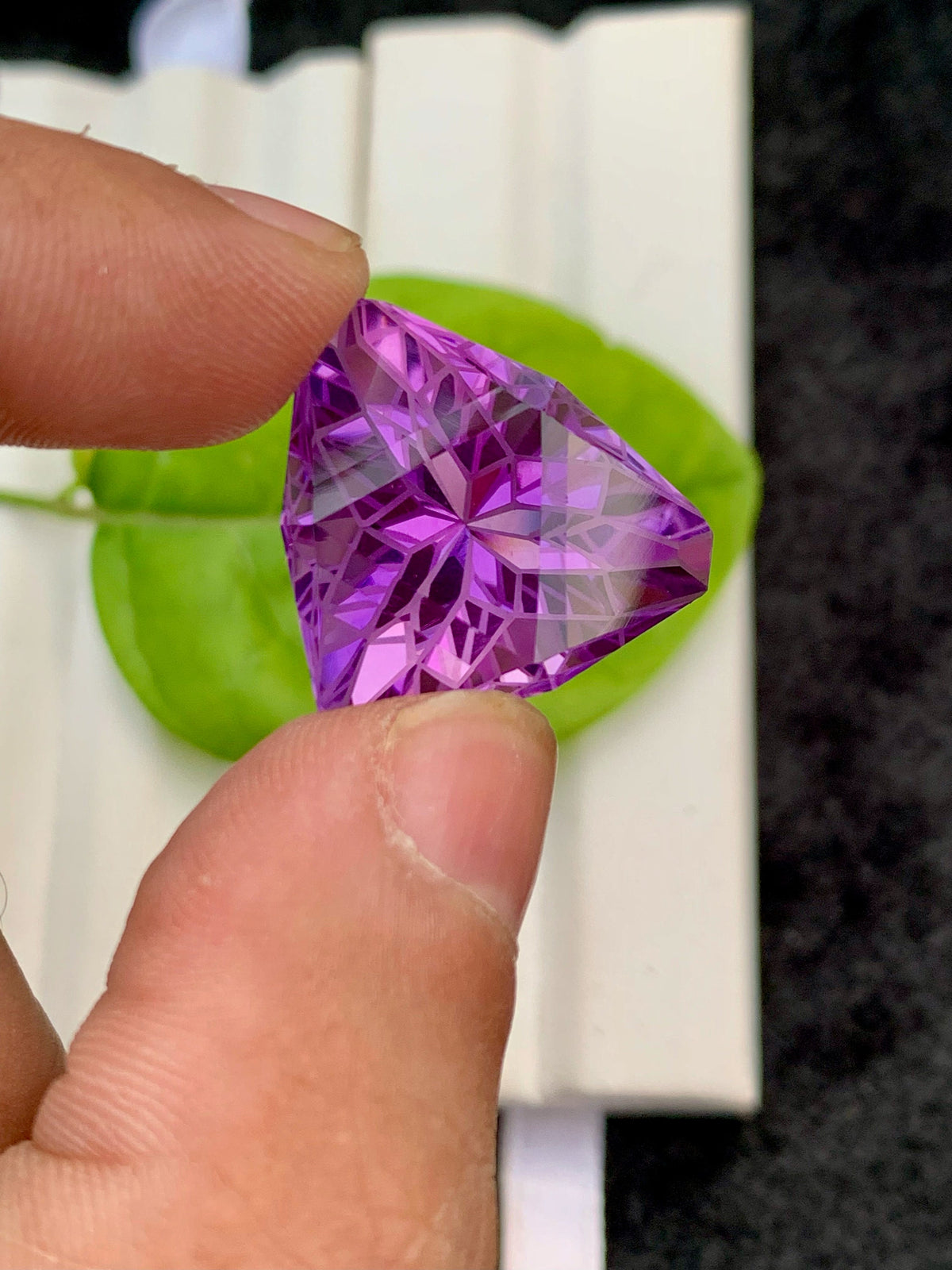 Purple Amethyst Gemstone: 29.55 CT Triangular Faceted February Birthstone