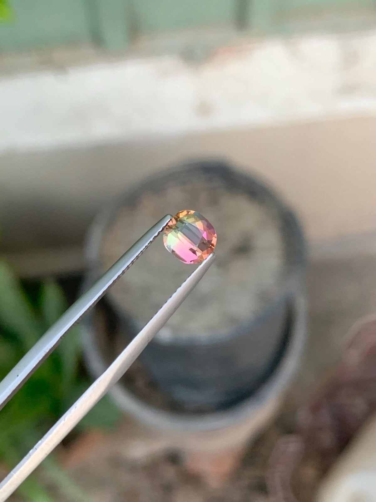 1.10 CT Bi-Color Tourmaline Gemstone: Oval Faceted Pink/Green