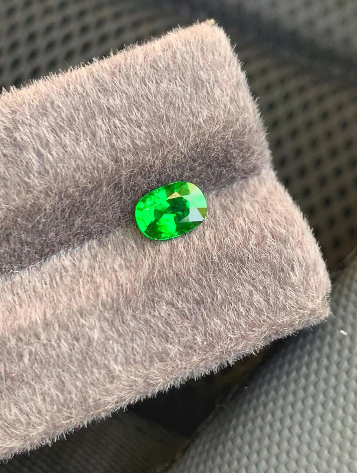 Vivid Green Tsavorite Garnet: 1.15 Carat Cushion Cut Gemstone