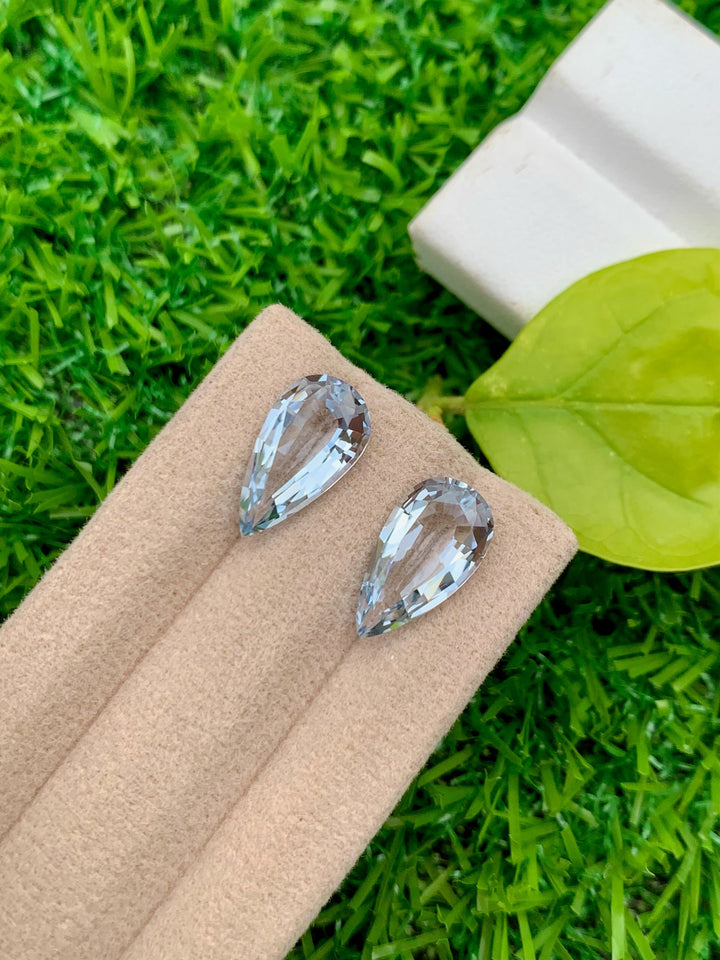 Santa Maria Blue Aquamarine Gemstone Pair: Pear Cut, 4.75 CT, March Birthstone
