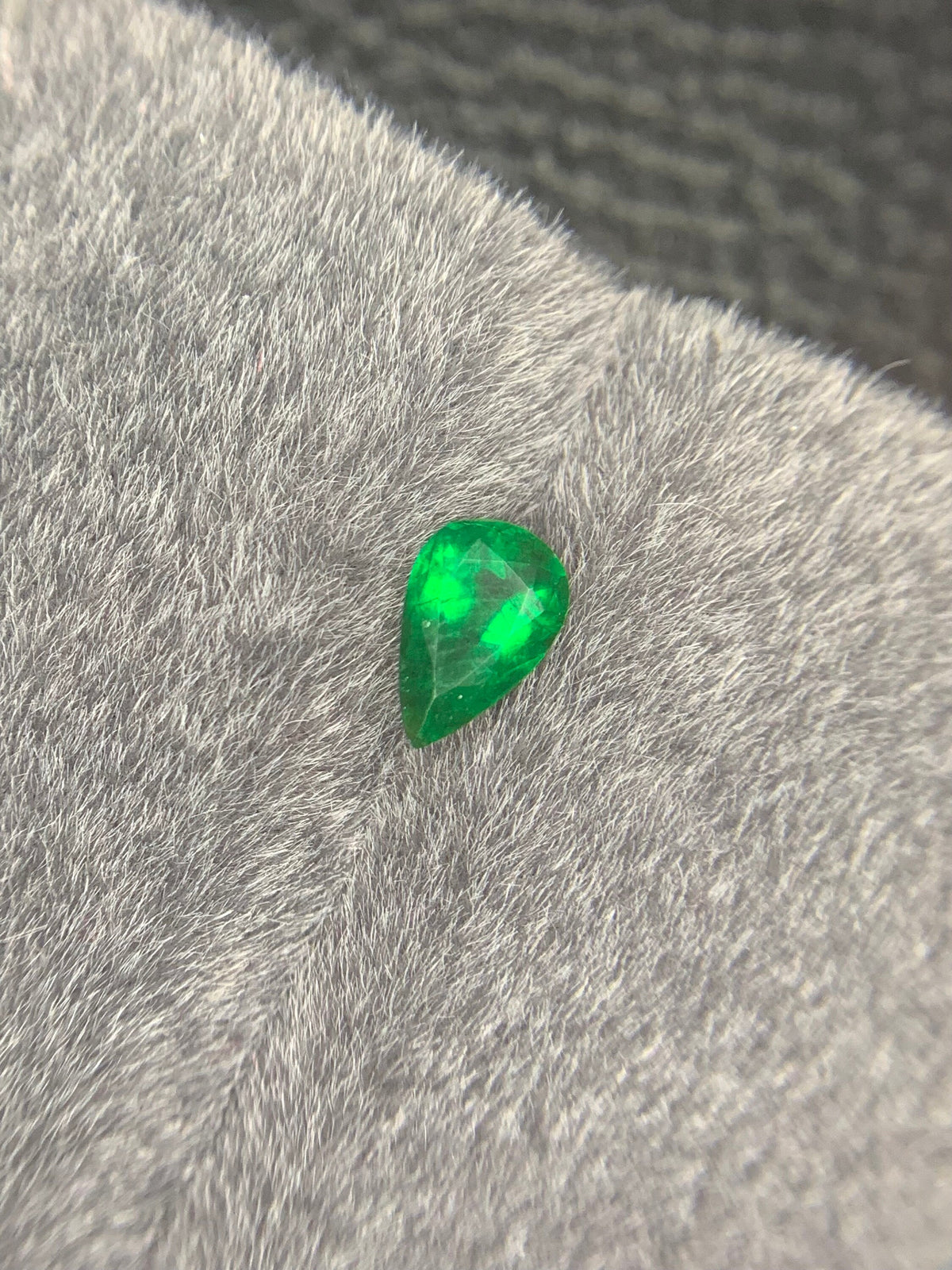 Zambia Emerald Gemstone: 1.57 CT Pear Cut, Vivid Green