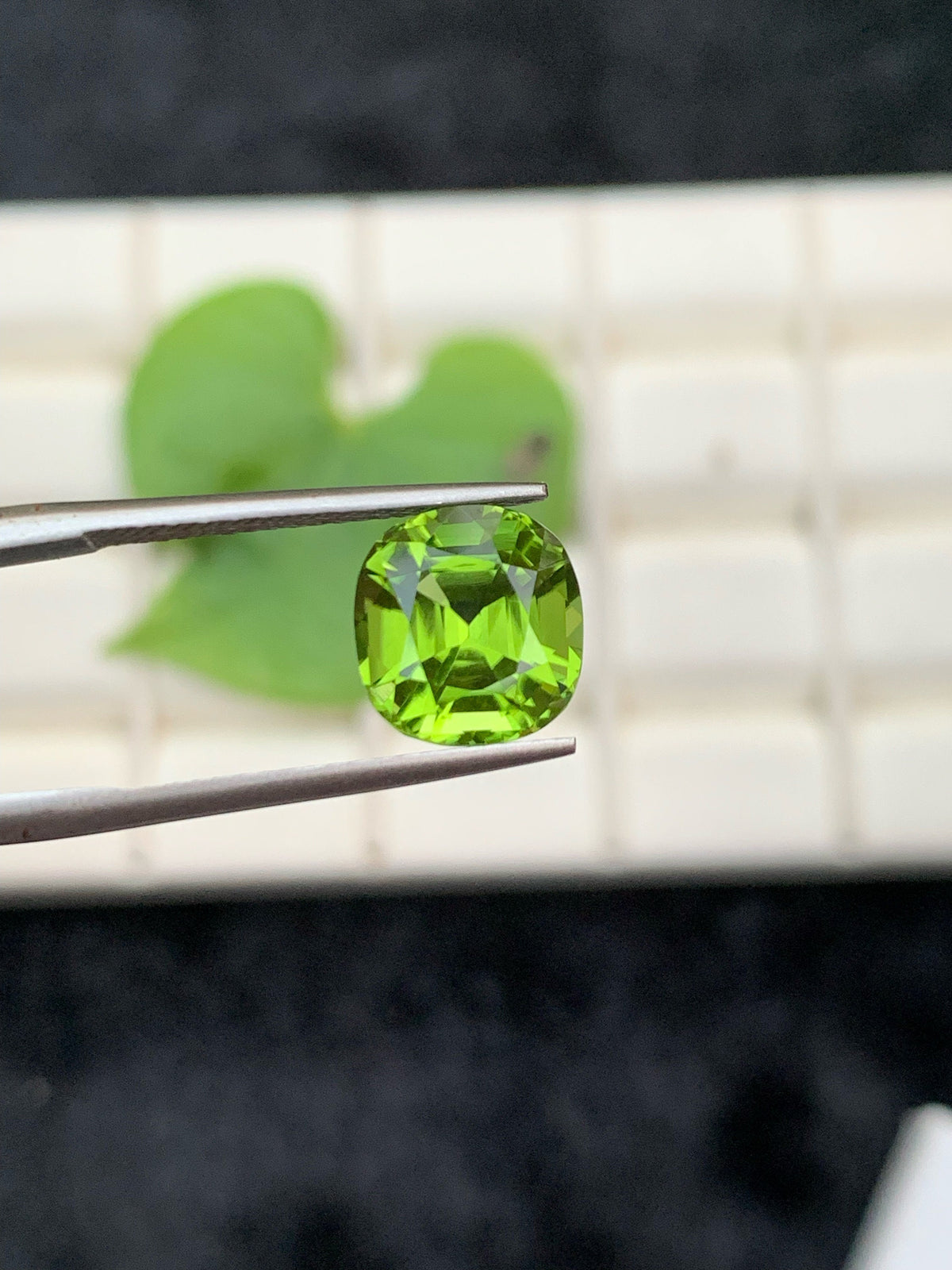 Natural Olive Green Peridot Gemstone: Cushion Cut, 3.75 CT