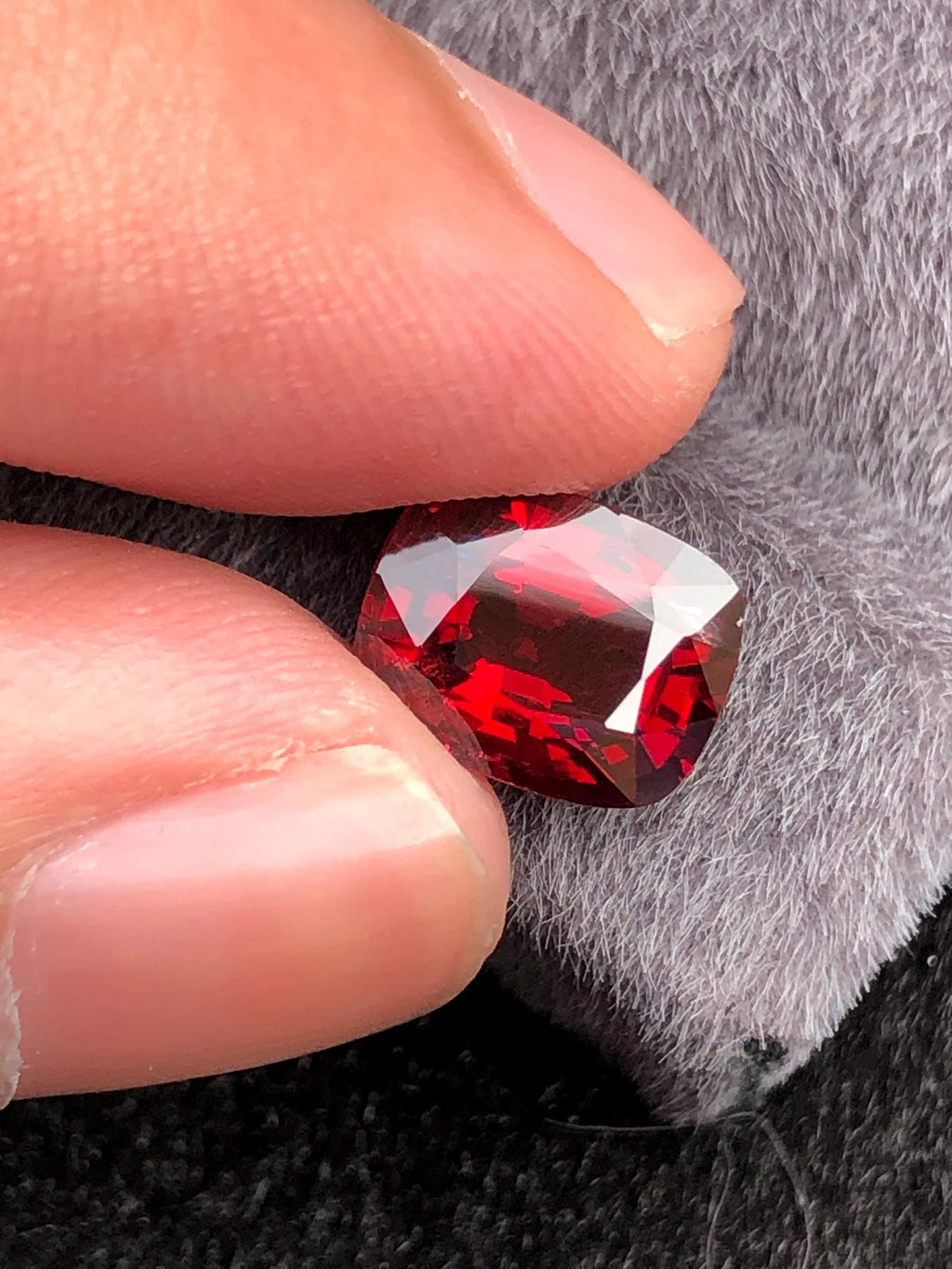 Vivid Red Spinel 3.17 ct  Radiant Cushion Cut - Burma Gemstone Loose Stone