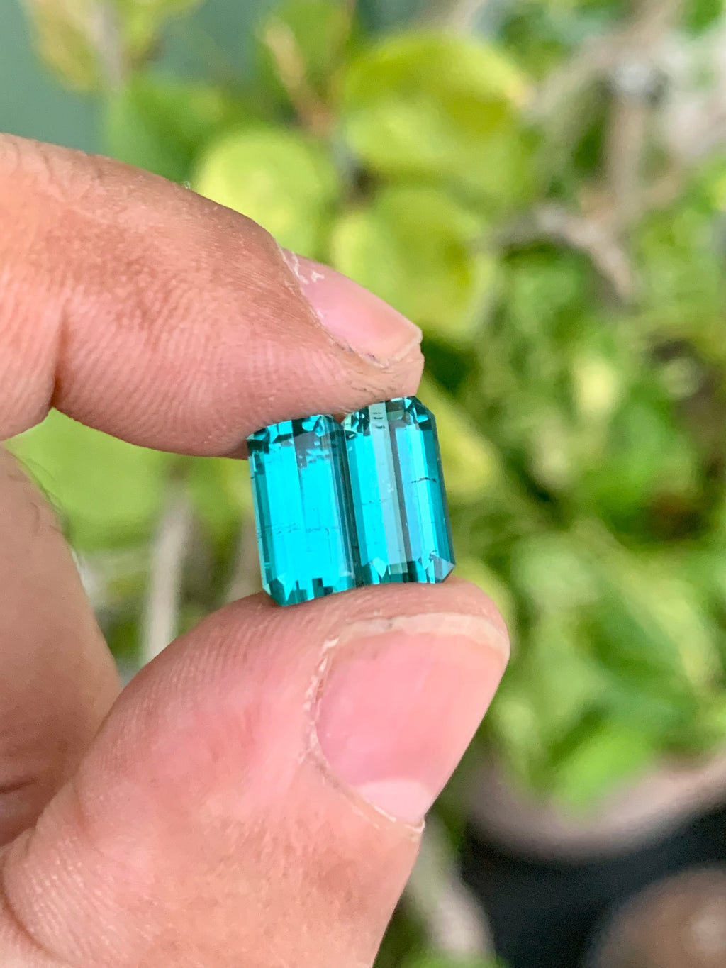 Blue Lagoon Tourmaline Pair: Faceted Emerald Cut, October Birthstone