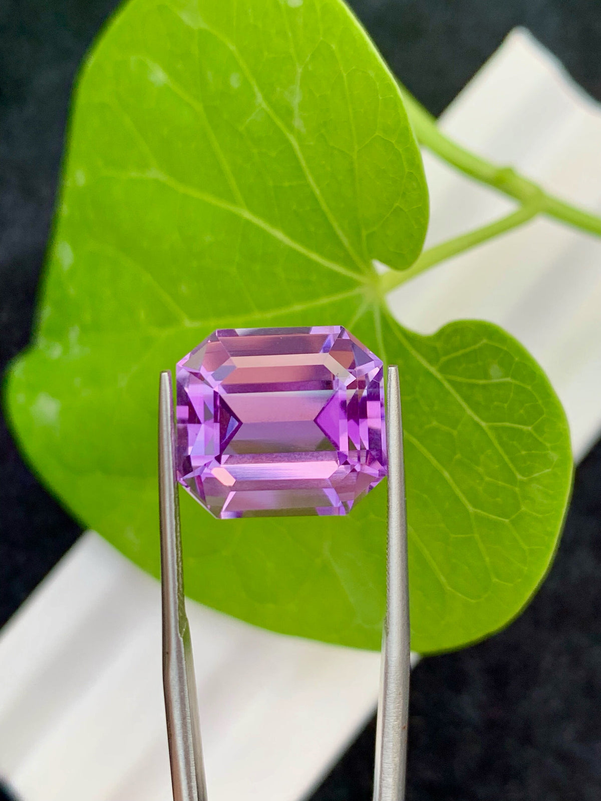 Emerald Cut Pink Purple Amethyst Gemstone, VVS Clarity, 11.75 CT