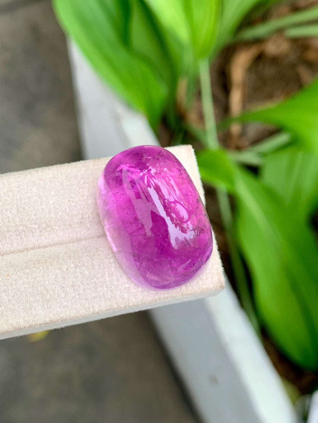 101.95 Carat Natural Deep Pink Kunzite – Large Oval Cabochon, Afghanistan Origin, Collector’s Gemstone