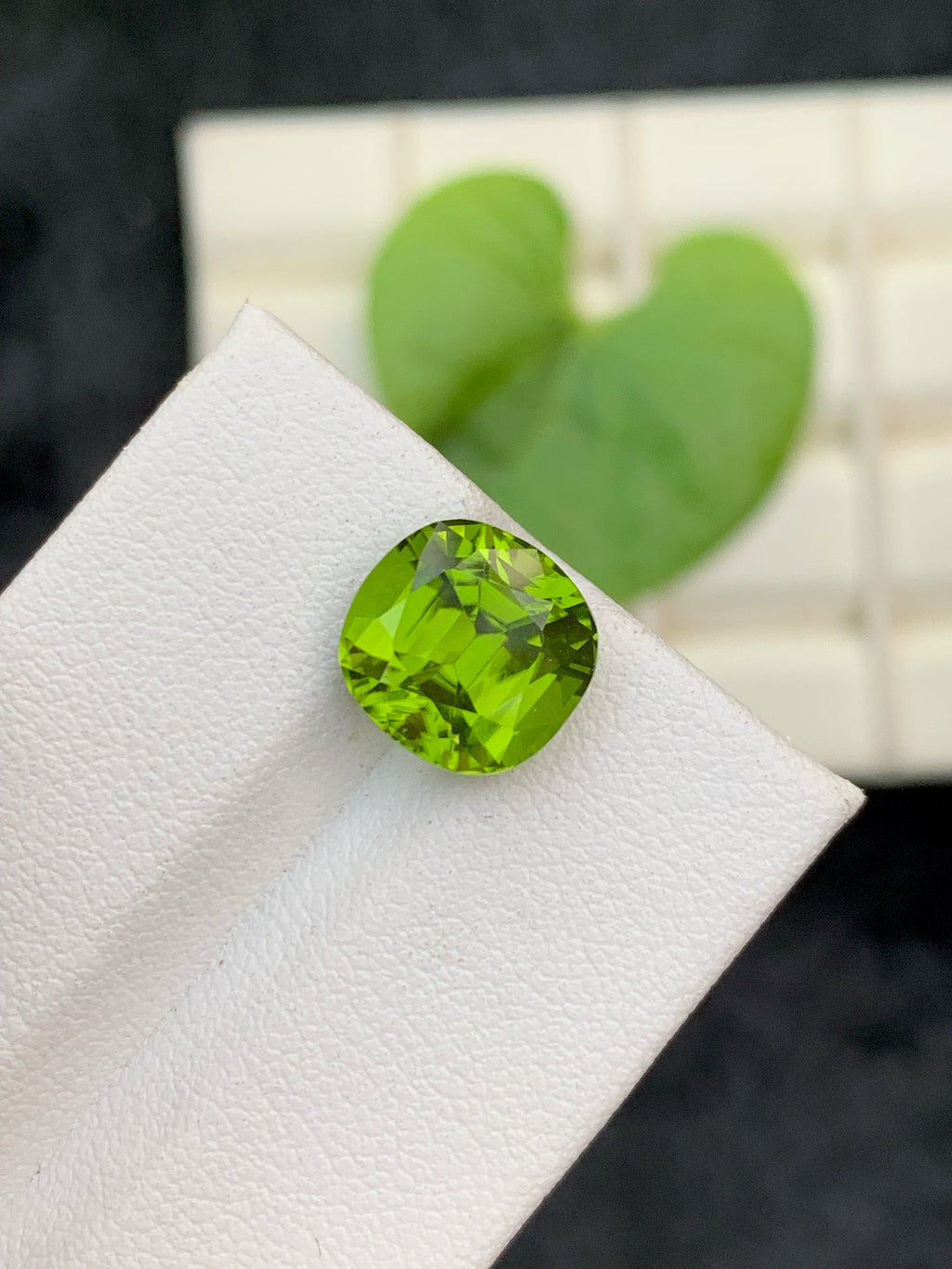 Lime Green Peridot Gemstone: 5 CT Cushion Cut, August Birthstone