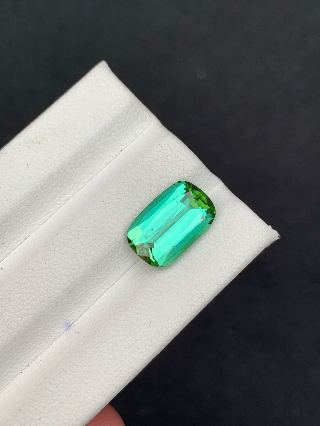 Natural Blue Green Tourmaline Gemstone: Cushion Cut, 3.50 Carat