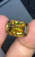 11.80 CT Cushion Cut Sphene Gemstone: Greenish Yellow Titanite, August Birthstone