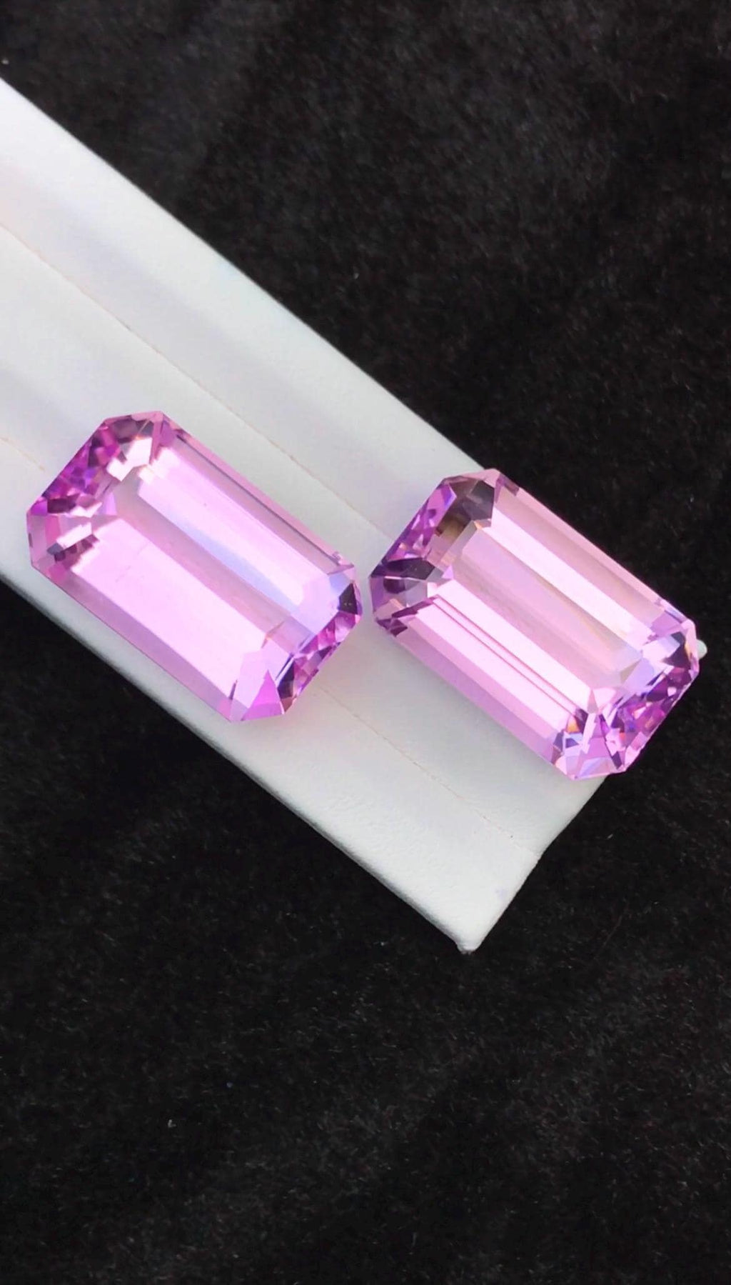 Pink Kunzite Pair 113.09 Carat Emerald Cut Matching Stones From Afghanistan