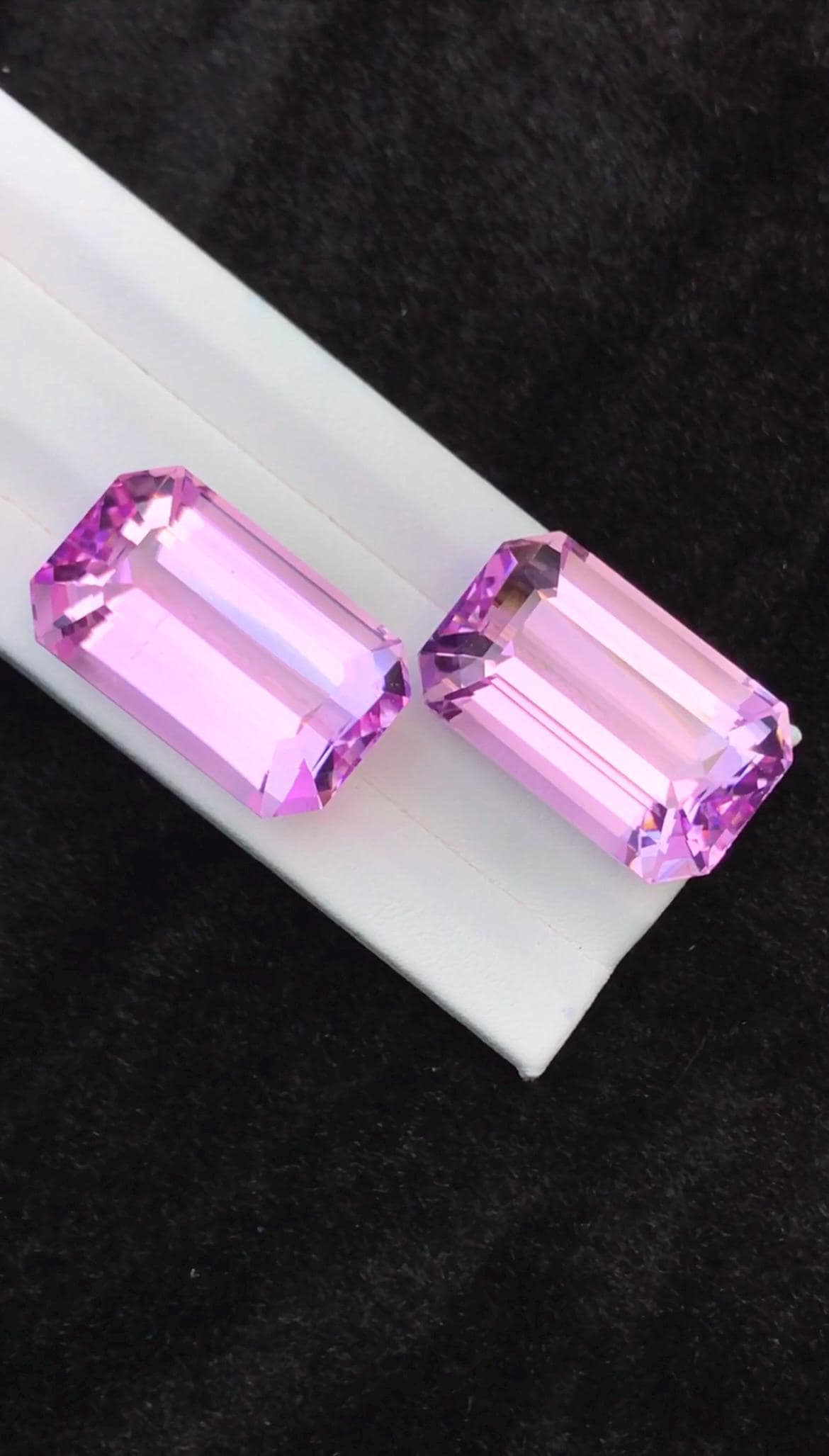 Pink Kunzite Pair 113.09 Carat Emerald Cut Matching Stones From Afghanistan