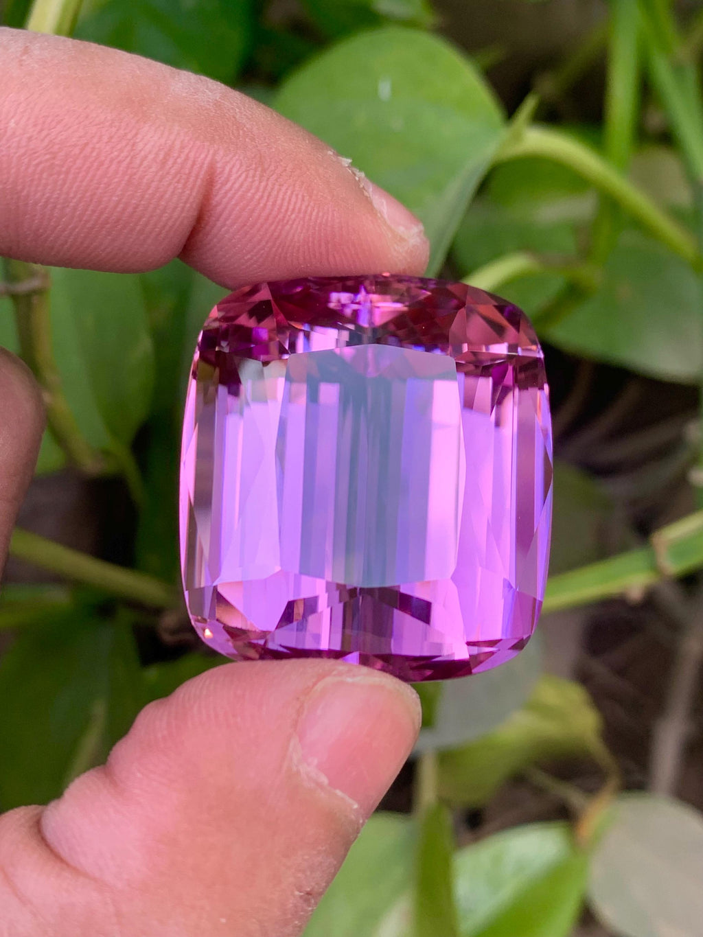 Peach Pink Kunzite Gemstone: 180.45 CT Cushion Cut, Flawless
