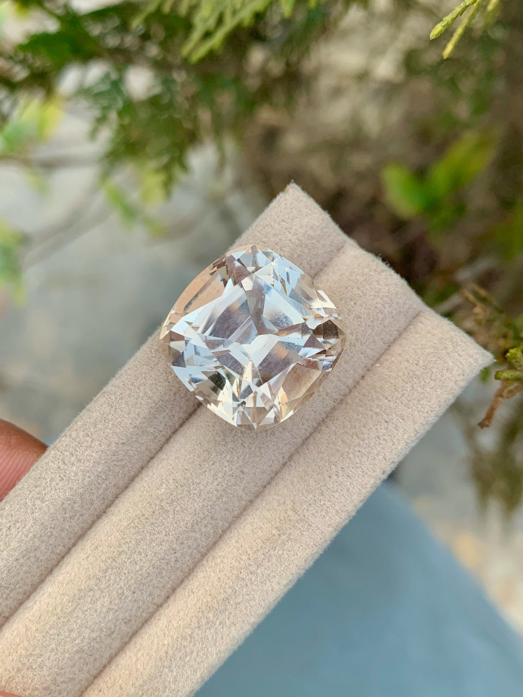 Unheated Yellow Topaz Loose Gemstone: 27.85 CT Faceted Cushion Cut