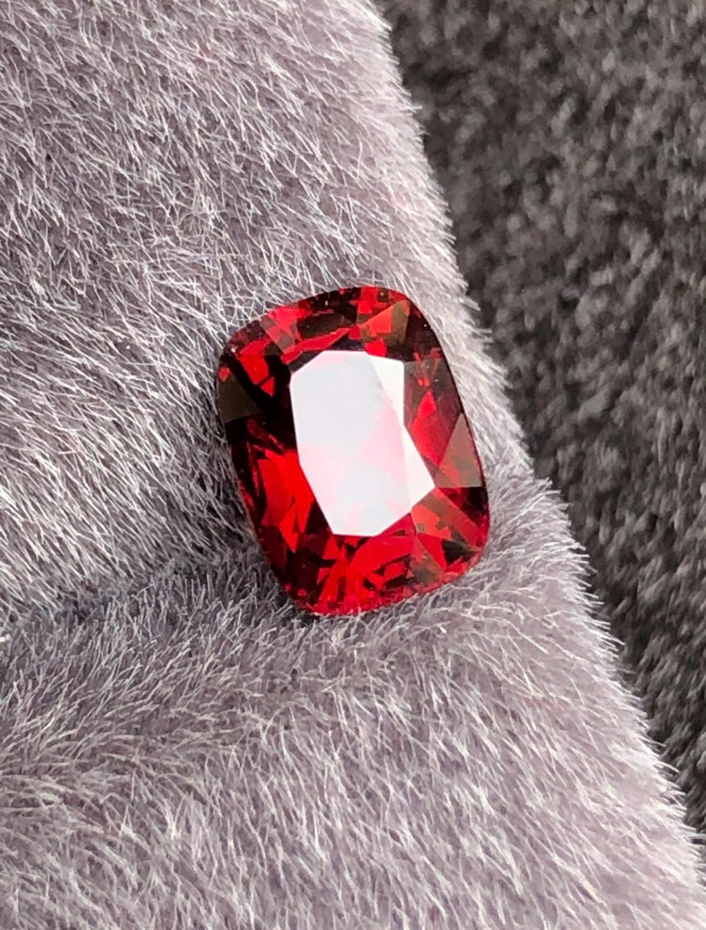 Vivid Red Spinel 1.58ct Step Cushion Cut - Burma Gemstone Loose Stone