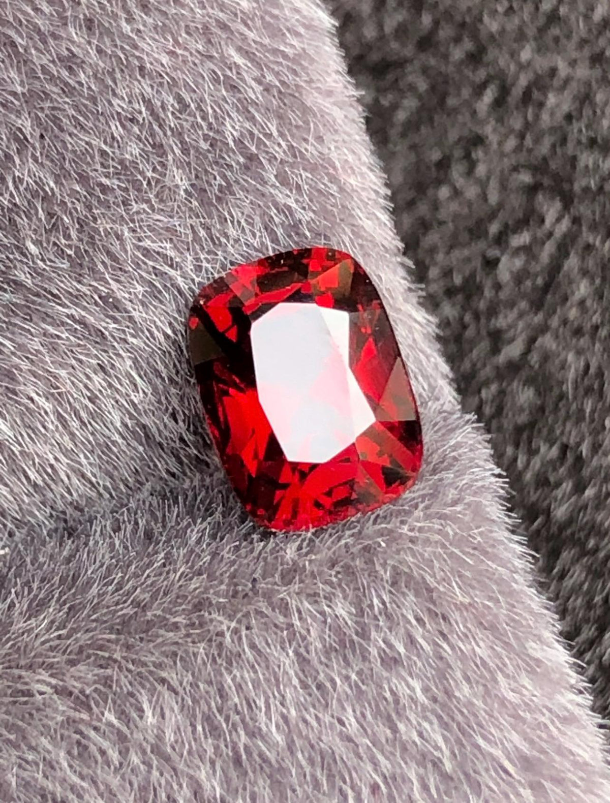 Vivid Red Spinel 1.58ct Step Cushion Cut - Burma Gemstone Loose Stone