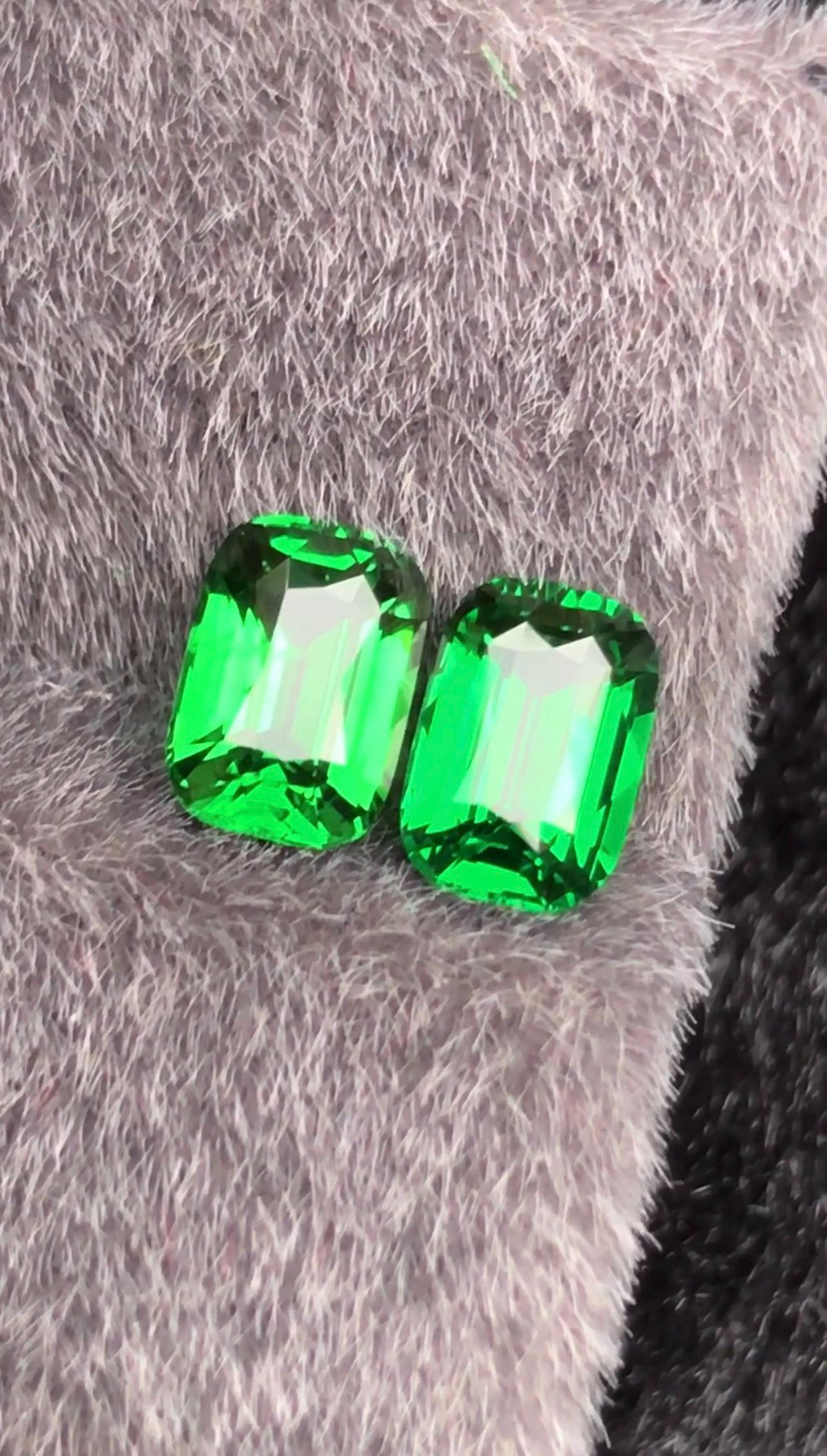 Tsavorite Garnet Pair 2.04ct Cushion Cut Green Gemstones Tanzania Certified Matching Set