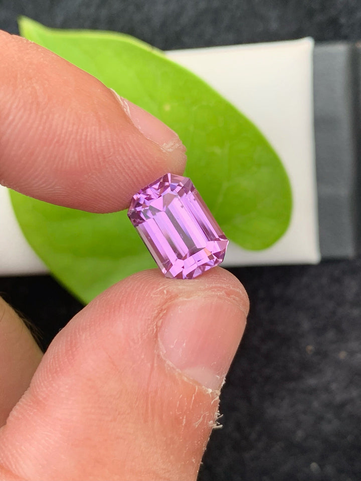 5.35 CT Emerald Cut Pink Kunzite Gemstone: VVS Afghanistan Origin