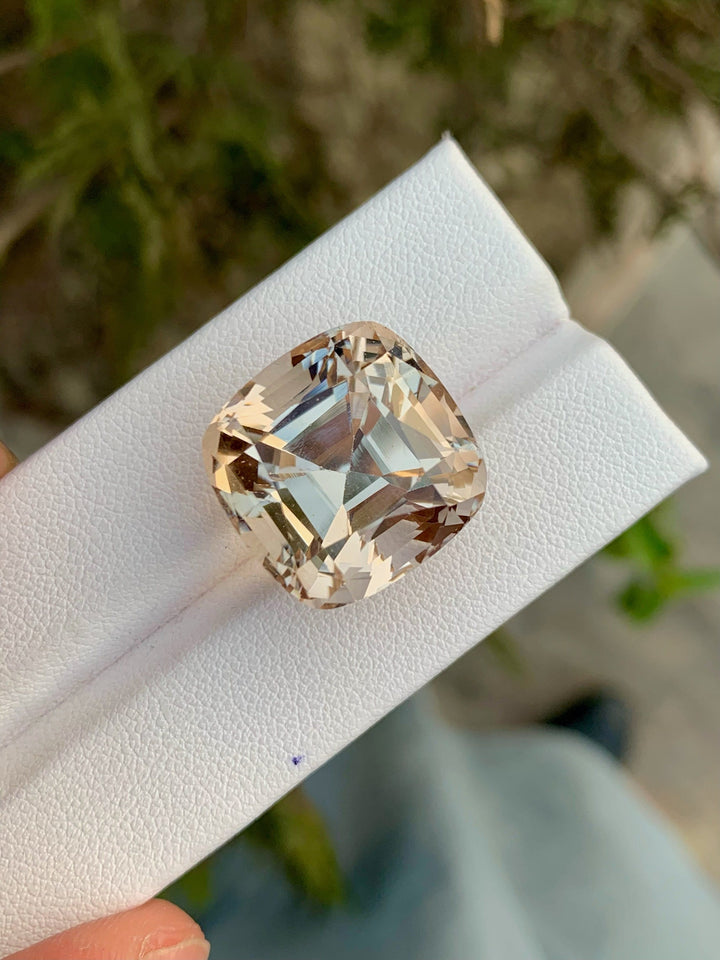 Unheated Imperial Topaz Gemstone: 38.30 CT VVS Cushion Cut