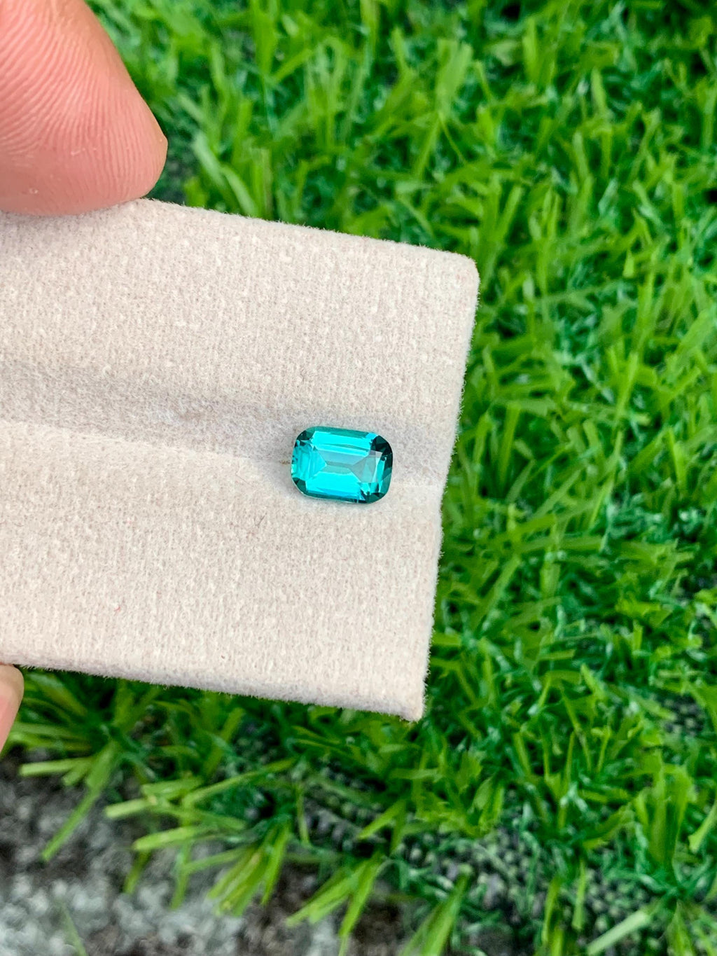 Green Tourmaline Gemstone: 0.90 CT Faceted Cushion Cut, Afghanistan