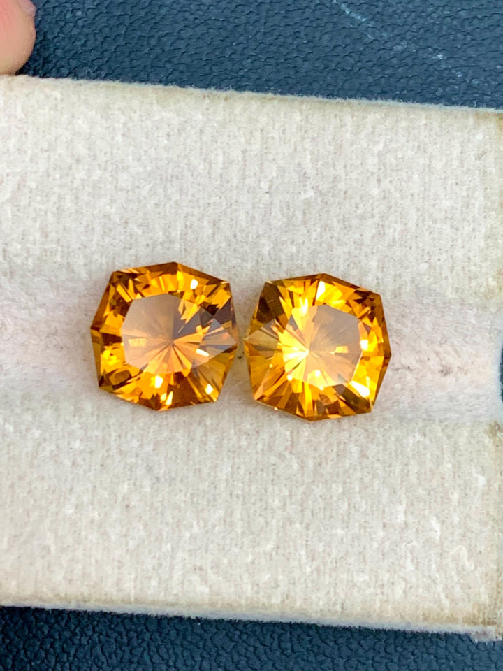 Fancy Cut Citrine Gemstone Pair: 5.05 Carats Natural Orange Brown