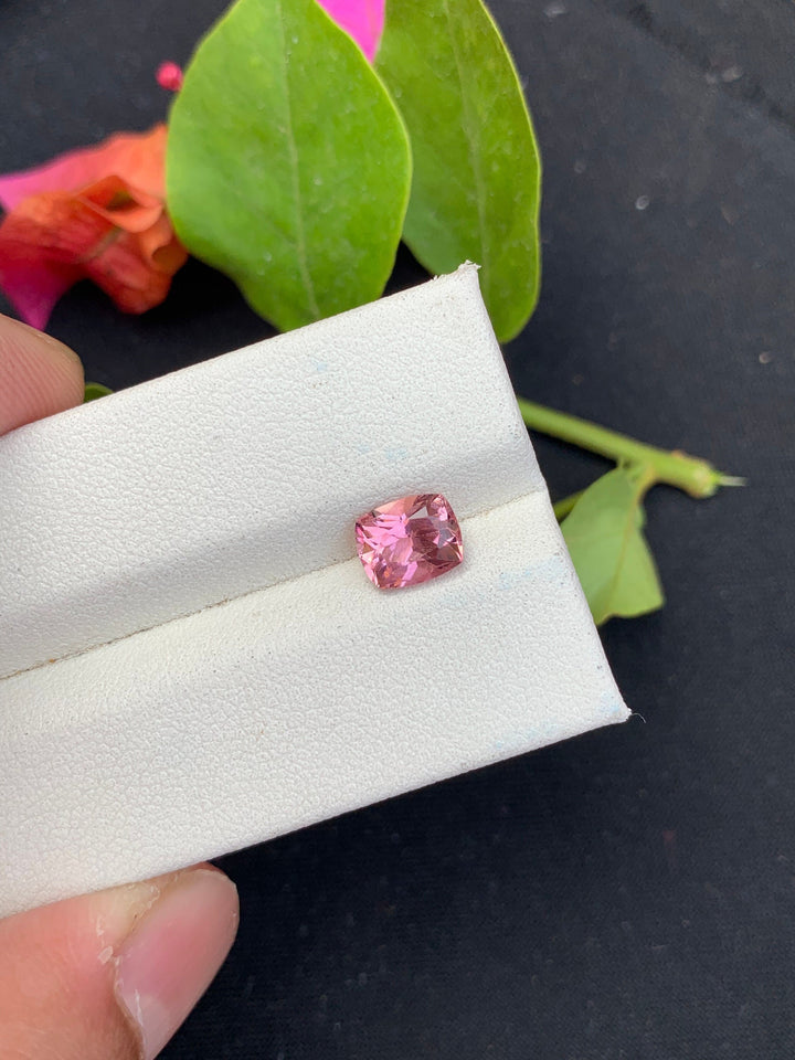 Sweet Pink Tourmaline Gemstone: 1.30 Carat Cushion Cut Loose Gem