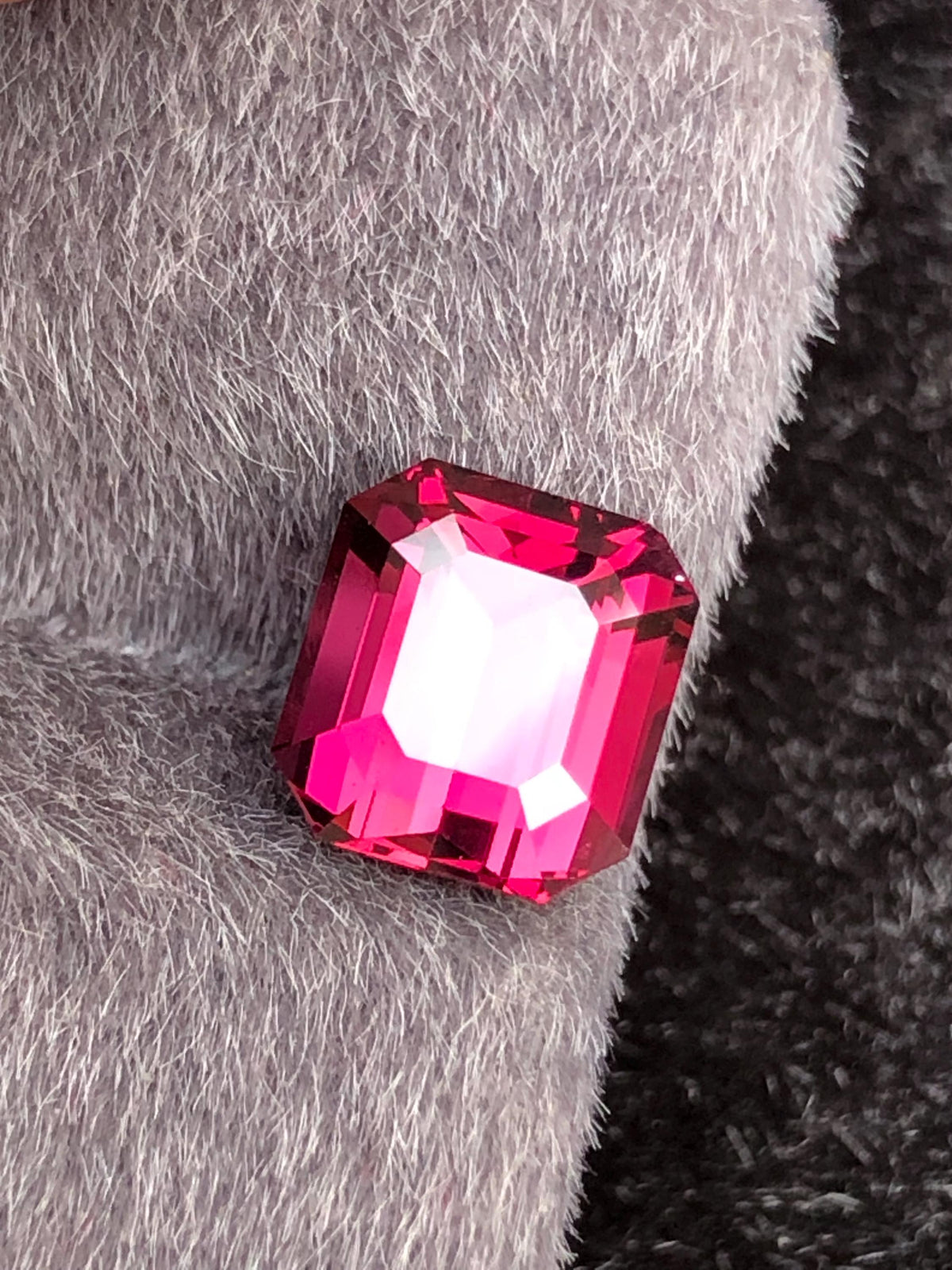 Raspberry Pink Rhodolite Garnet Emerald Cut 3.15 ct Tanzania
