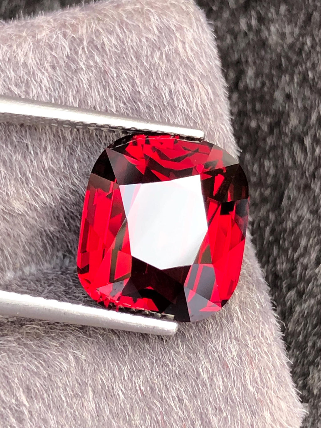 Red Rhodolite Garnet Cushion Cut 12.40 ct from Tanga Mine Tanzania