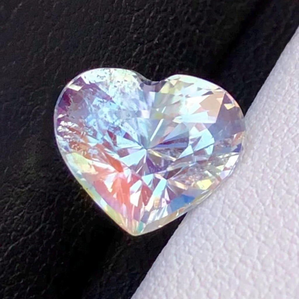Rainbow Moonstone 3.65 Carat Heart Cut 10x8mm Gemstone from Madagascar